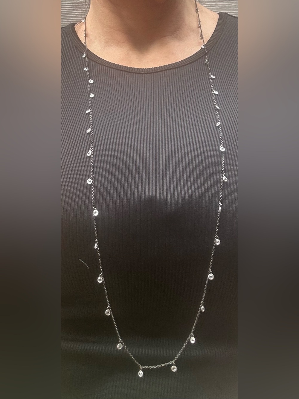 NWOT Freda Rothman Signature Delicate Necklace with Bezel Set Crystal Drops - Picture 3 of 6